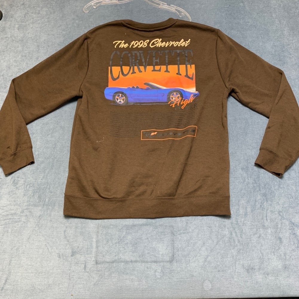 Chemistry 1998 Chevrolet Corvette Sweatshirt Men Large Brown Graphic Long Sleeve